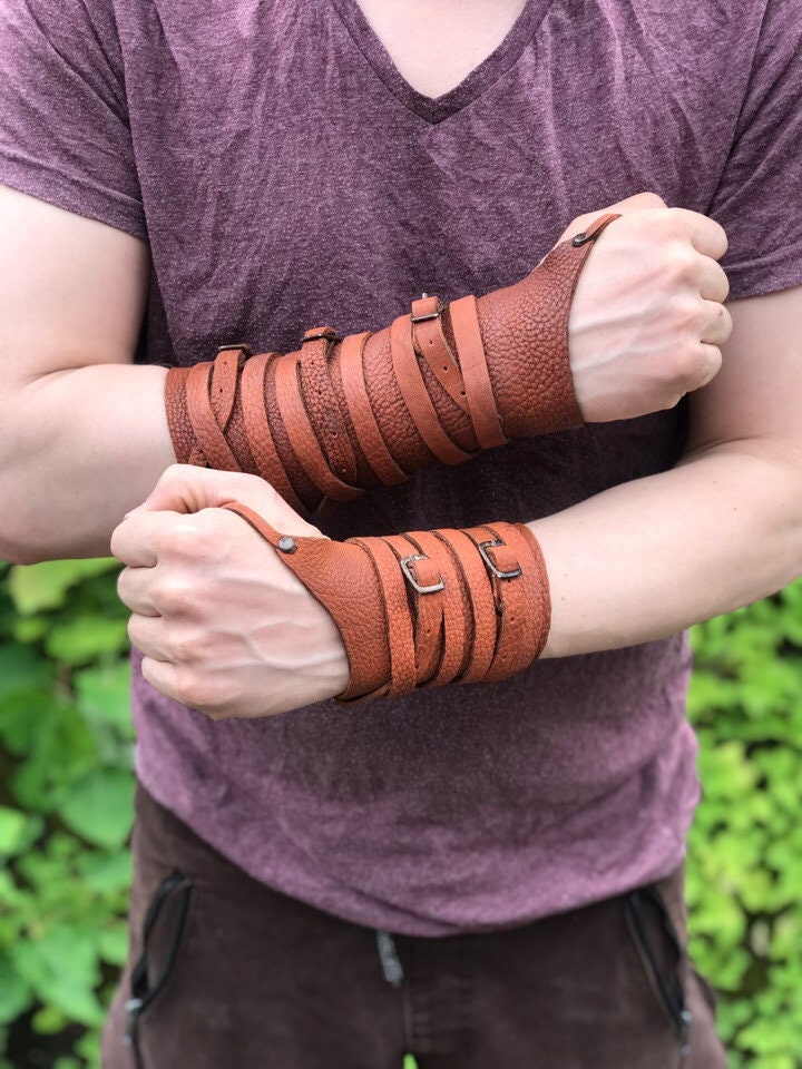 Medieval leather bracers with ribbons | | Wiccan Center