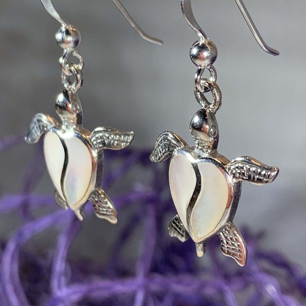 Farraige Turtle Love Earrings in Sterling Silver | Dangle Earrings | Wiccan Center