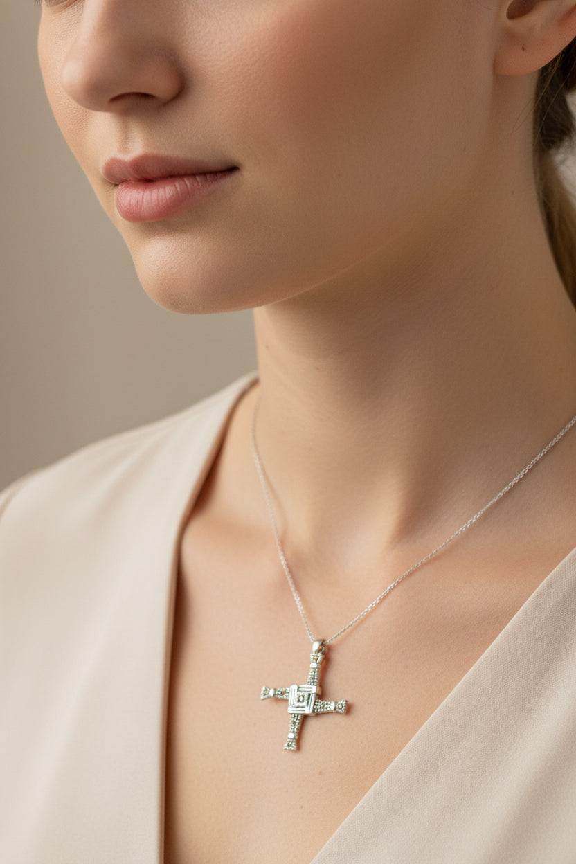 Marcasite Irish Saint Brigid's Cross Necklace | Pendant | Wiccan Center