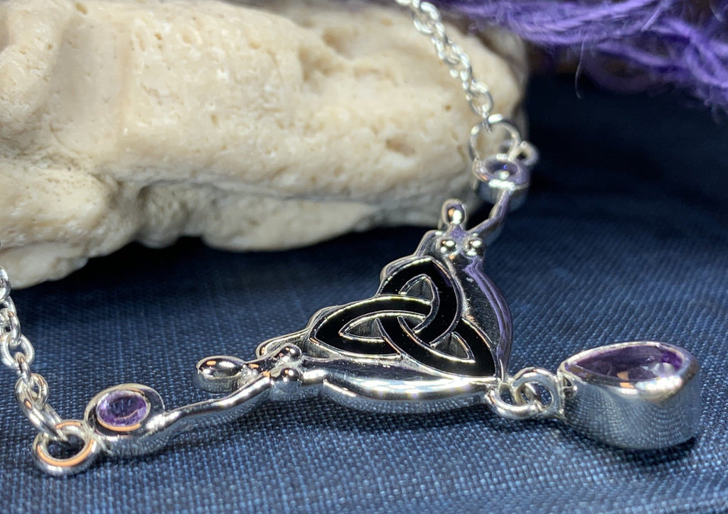 Amethyst Trinity Knot Goddess Necklace in Sterling Silver | Necklet | Wiccan Center