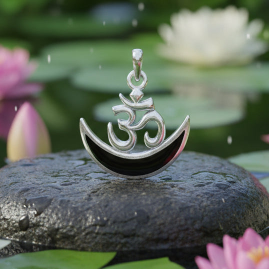 Moon Om Necklace in Sterling Silver | Pendant | Wiccan Center