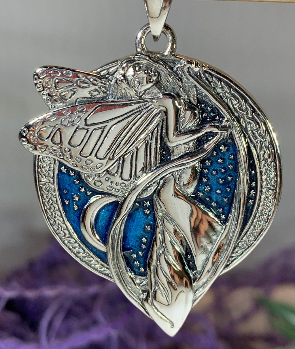 Blue Moon Fairy Necklace in Sterling Silver