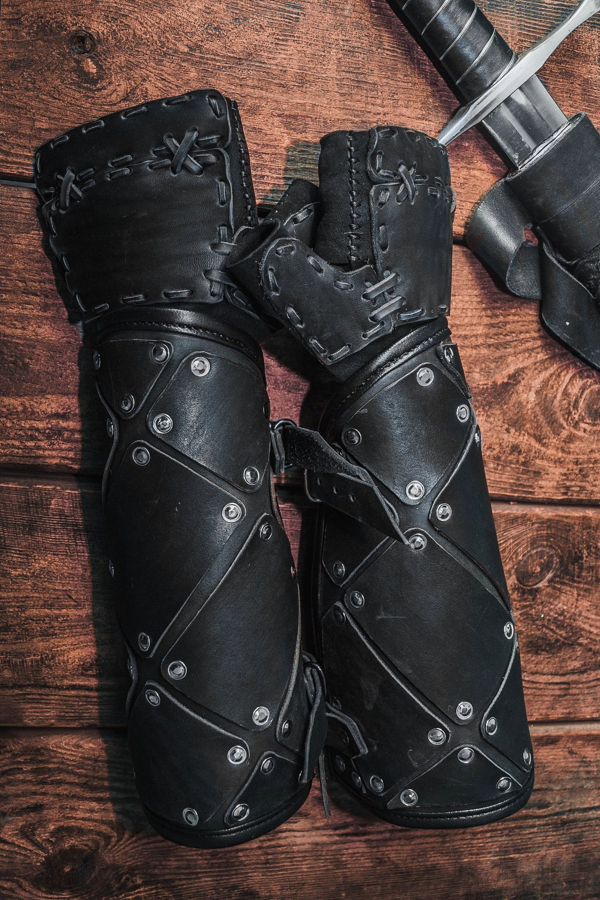 Medieval leather bracers with hand protection | | Wiccan Center