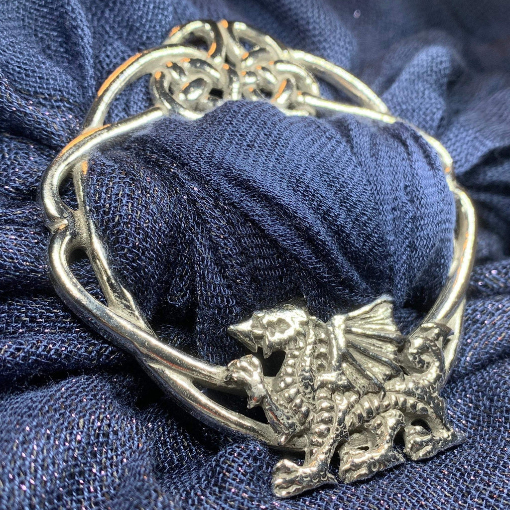 Pewter Welsh Dragon Scarf Ring - Handmade in England | Scarf Ring | Wiccan Center