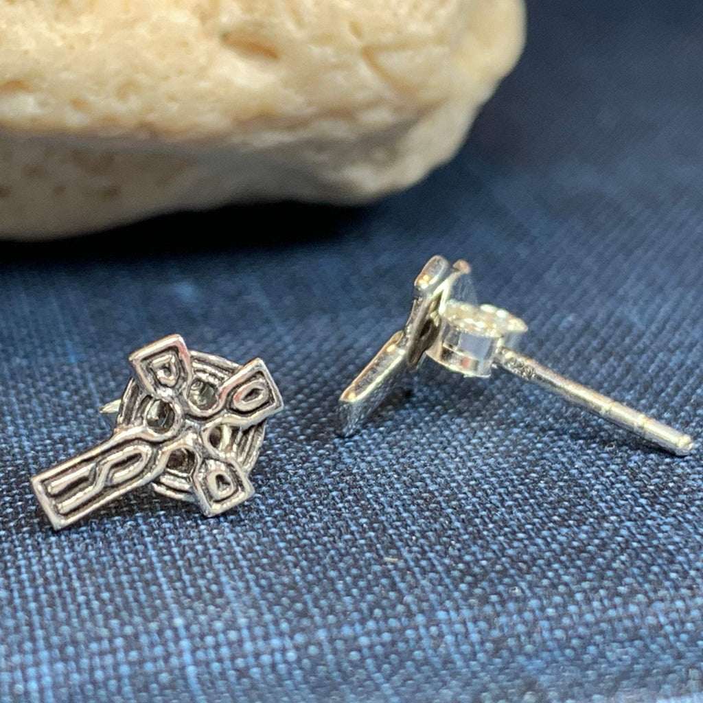 Celtic Cross Stud Earrings in Sterling Silver