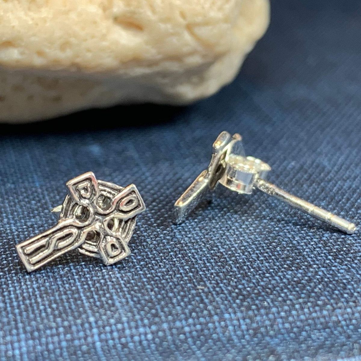 Celtic Cross Stud Earrings in Sterling Silver