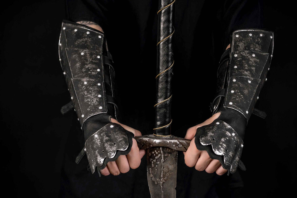 Medieval leather bracers with hand protection | | Wiccan Center