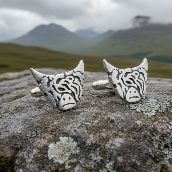 Scottish Highland Cow Cufflinks - Handmade in Scotland
