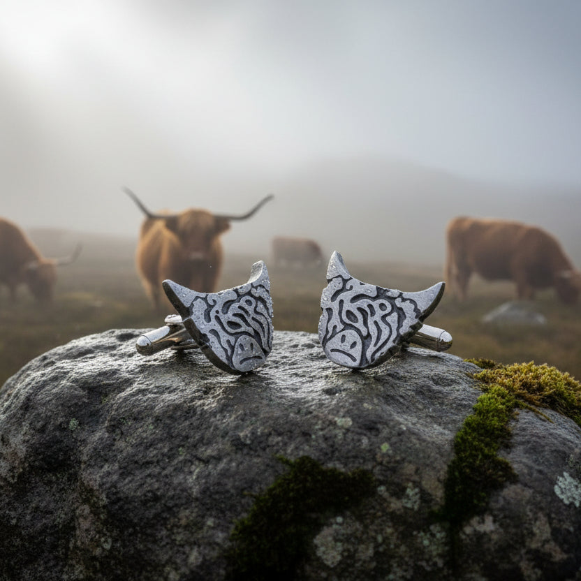 Scottish Highland Cow Cufflinks - Handmade in Scotland