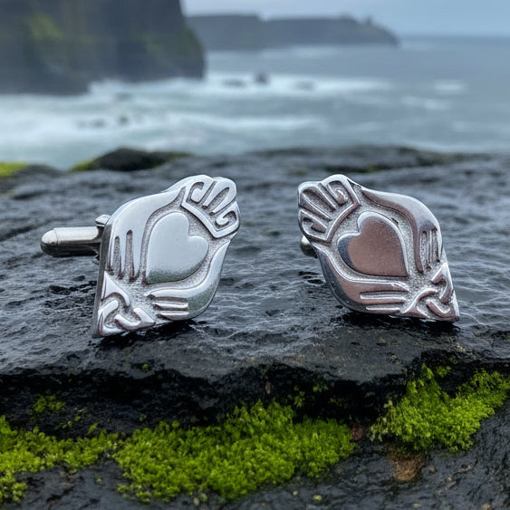 Modern Irish Claddagh Cuff Links for Men