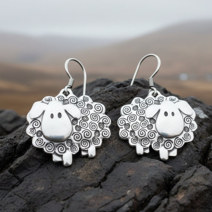 Wooly Sheep Earrings | Dangle Earrings | Wiccan Center