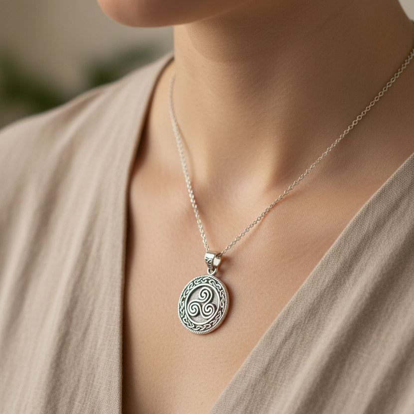 Ancient Spirit Celtic Spiral Necklace in Sterling Silver
