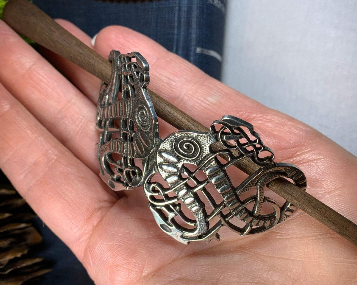 Pewter Celtic Dragon Hair Slide for Women | Hair Slide | Wiccan Center