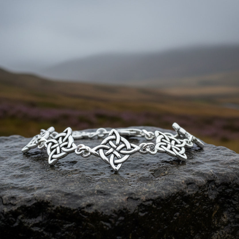 Freya Quaternary Celtic Knot Bracelet in Sterling Silver | Bracelet | Wiccan Center