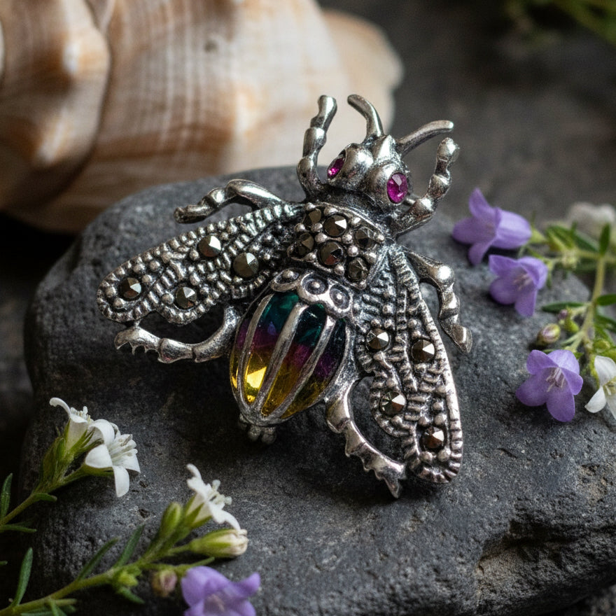 Marcasite Bee Pin in Sterling Silver