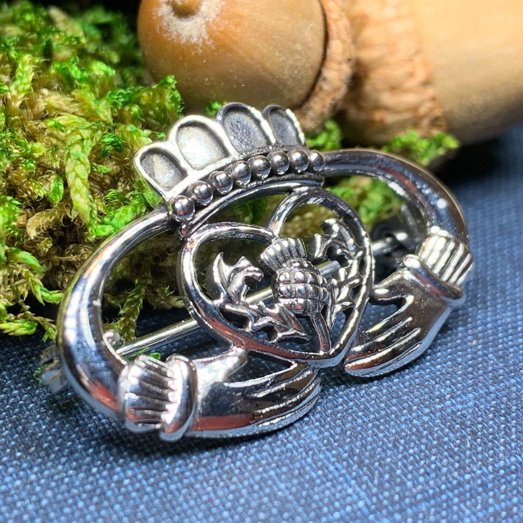 Claddagh Thistle Brooch I. Sterling Silver