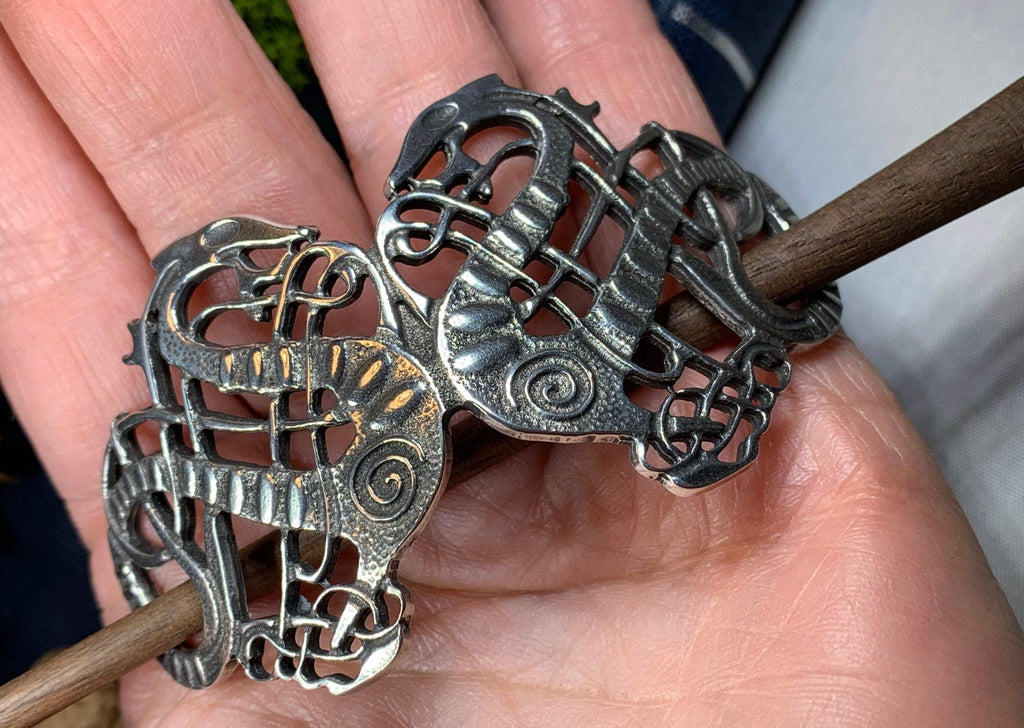 Pewter Celtic Dragon Hair Slide for Women | Hair Slide | Wiccan Center