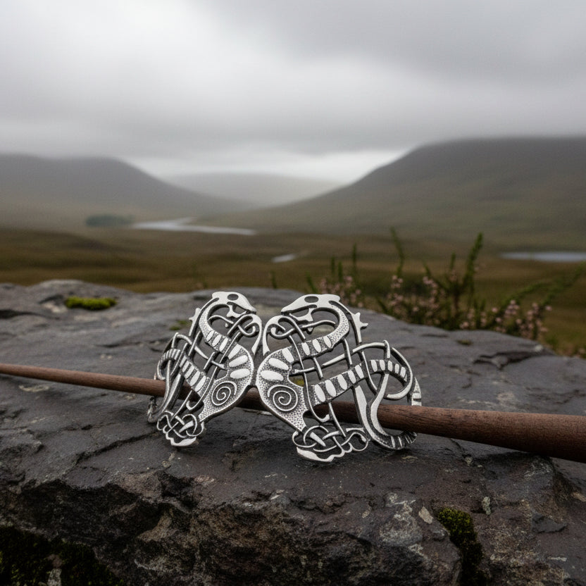 Pewter Celtic Dragon Hair Slide for Women | Hair Slide | Wiccan Center