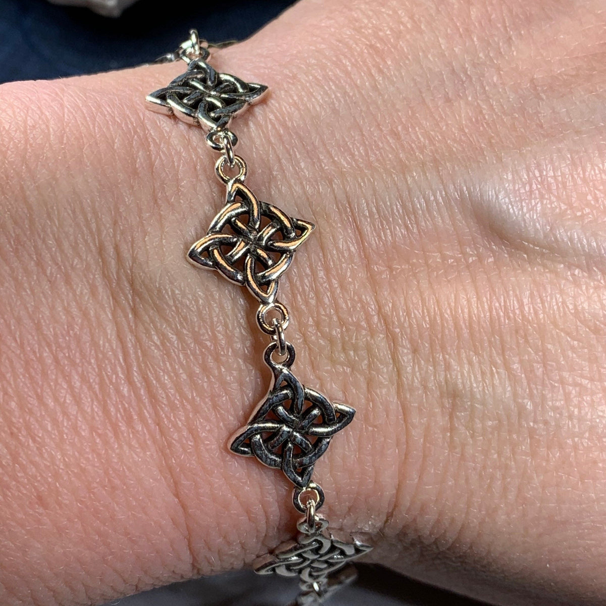 Freya Quaternary Celtic Knot Bracelet in Sterling Silver | Bracelet | Wiccan Center