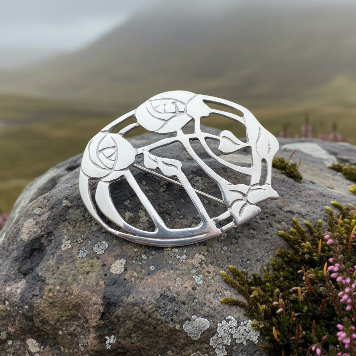 Mackintosh Summer Roses Brooch - Handmade in Scotland | Brooch | Wiccan Center