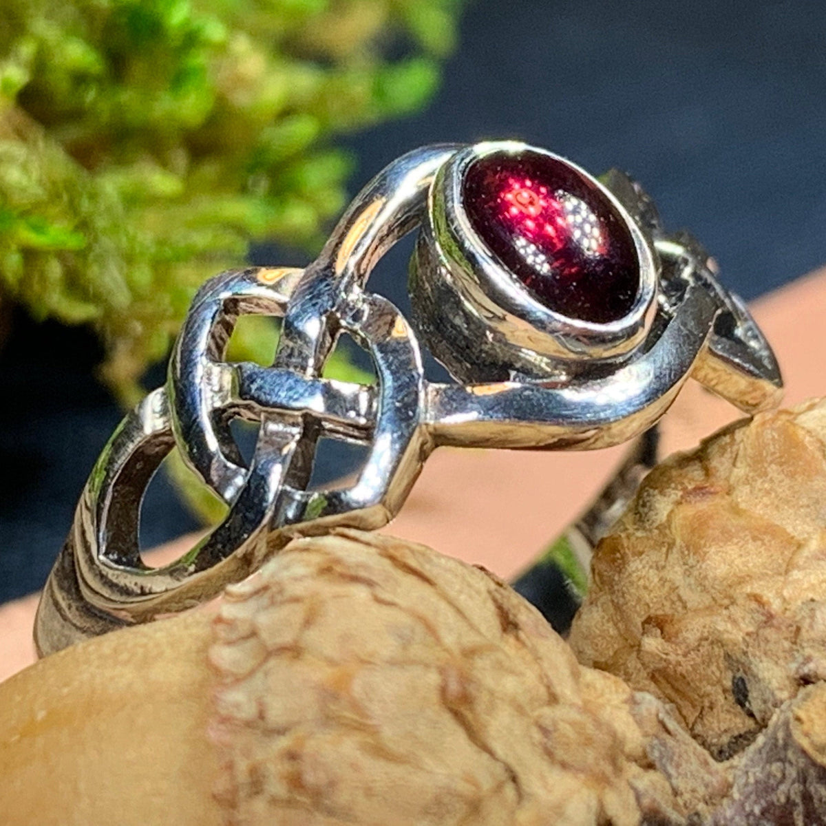 Dahlia Celtic Knot Garnet Ring for Women | Ring | Wiccan Center