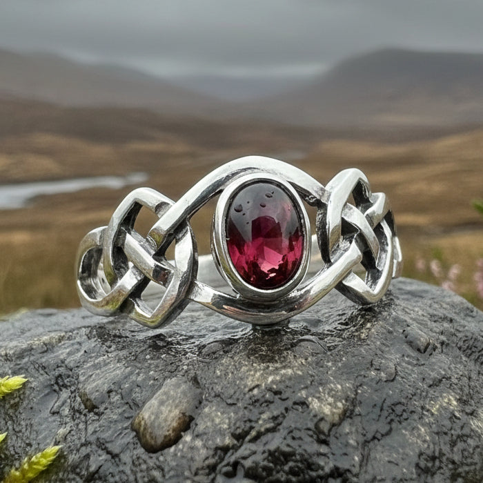 Dahlia Celtic Knot Garnet Ring for Women | Ring | Wiccan Center