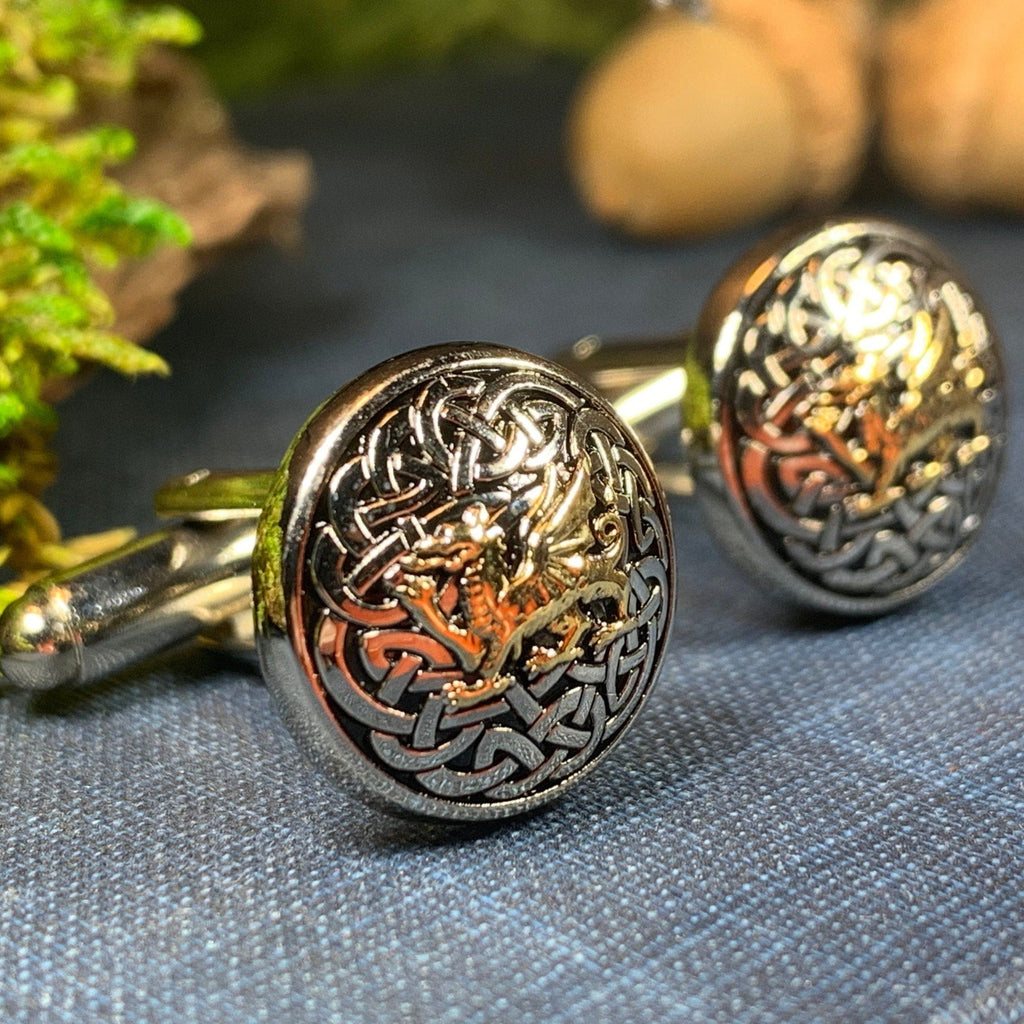 Celtic Welsh Dragon Cufflinks for Men | Cuff Links | Wiccan Center