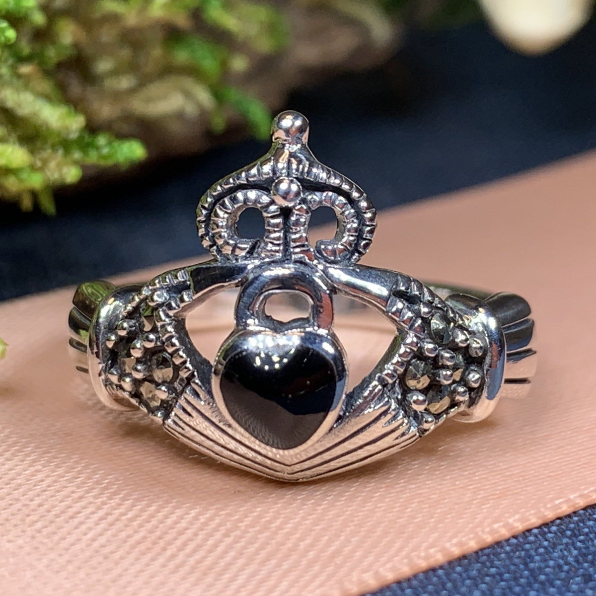 True Bond Onyx Irish Claddagh Ring in Sterling Silver | Ring | Wiccan Center