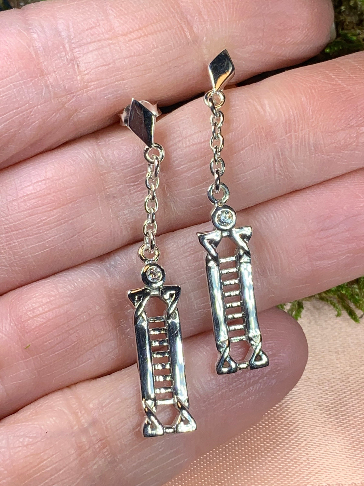 Calista MacKintosh Art Deco Earrings in Sterling Silver | Dangle Earrings | Wiccan Center