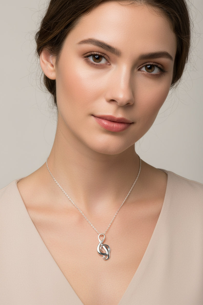 Elegant Music Necklace in Sterling Silver | Pendant | Wiccan Center