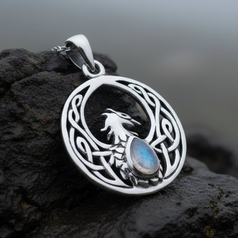 Celtic Rising Phoenix Necklace in Sterling Silver | Pendant | Wiccan Center