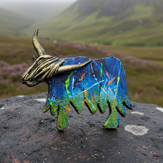Splatter Highland Cow Brooch - Handmade in Scotland | Brooch | Wiccan Center