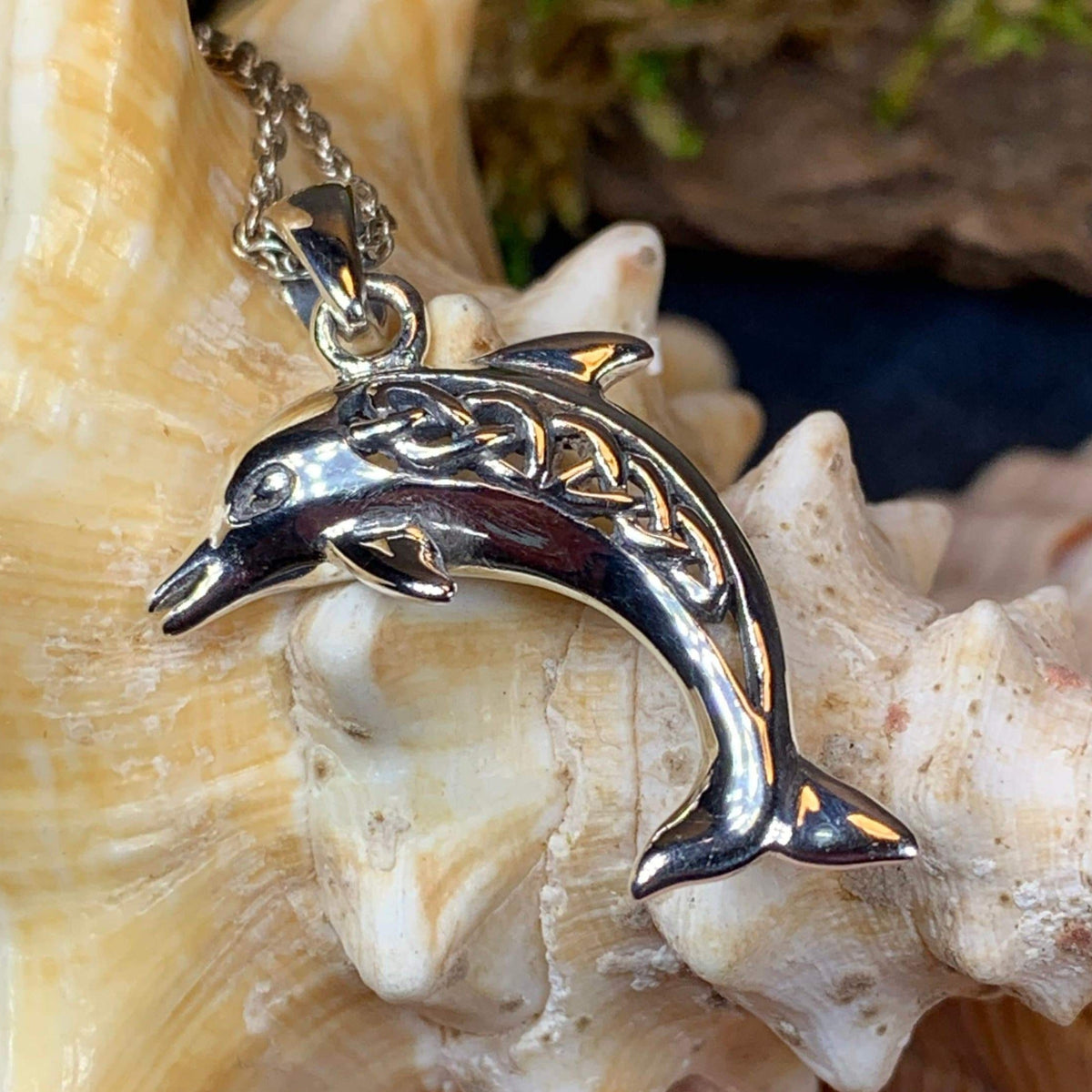 Fungie Celtic Dolphin Necklace in Sterling Silver