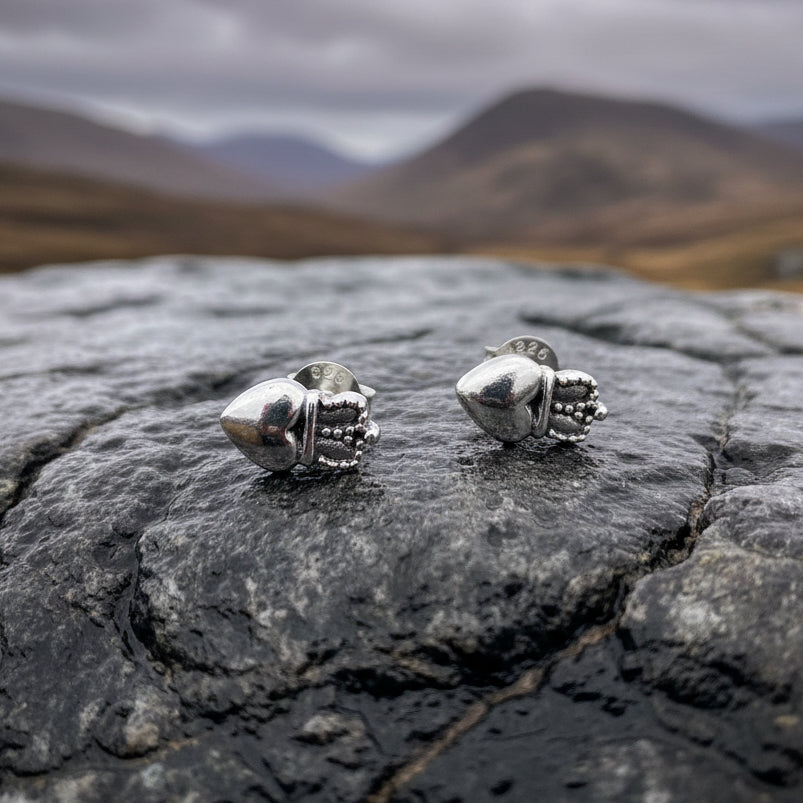 Dorcas Irish Claddagh Earrings in Sterling Silver | Post Earrings | Wiccan Center