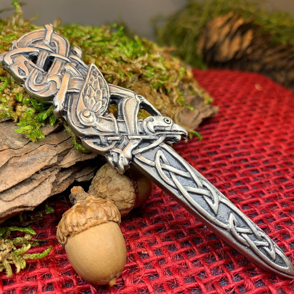 Celtic Raven Kilt Pin - Handmade in Scotland