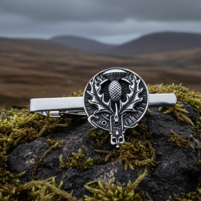 Bold Scotland Thistle Tie Bar for Men - Handmade in Scotland | Tie Bar | Wiccan Center