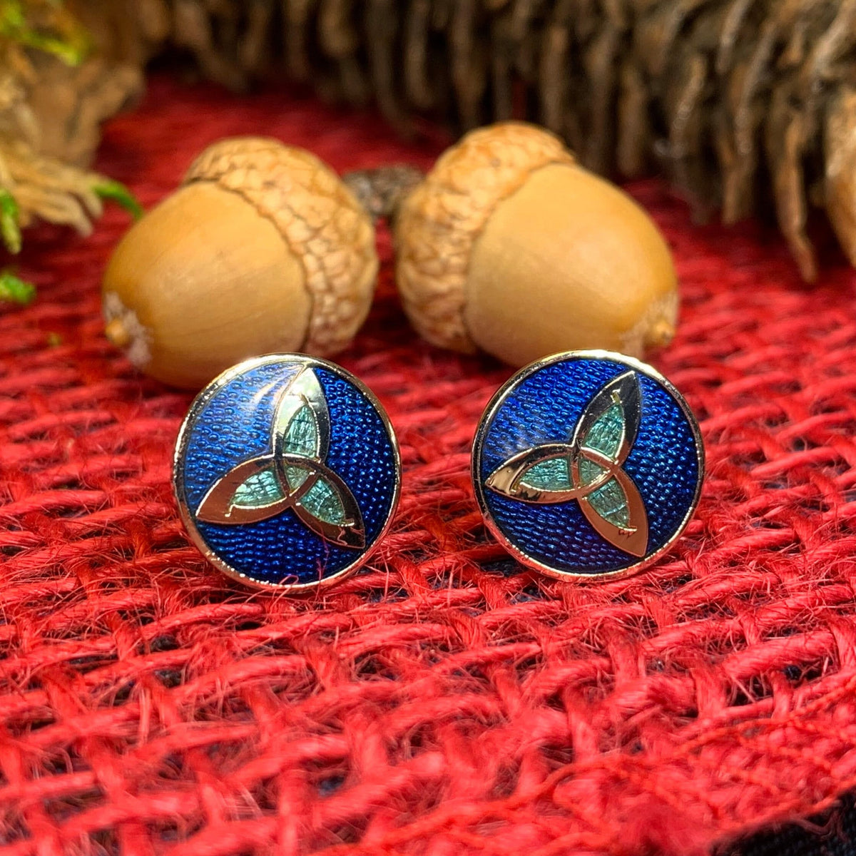 Enamel Trinity Knot Stud Earrings