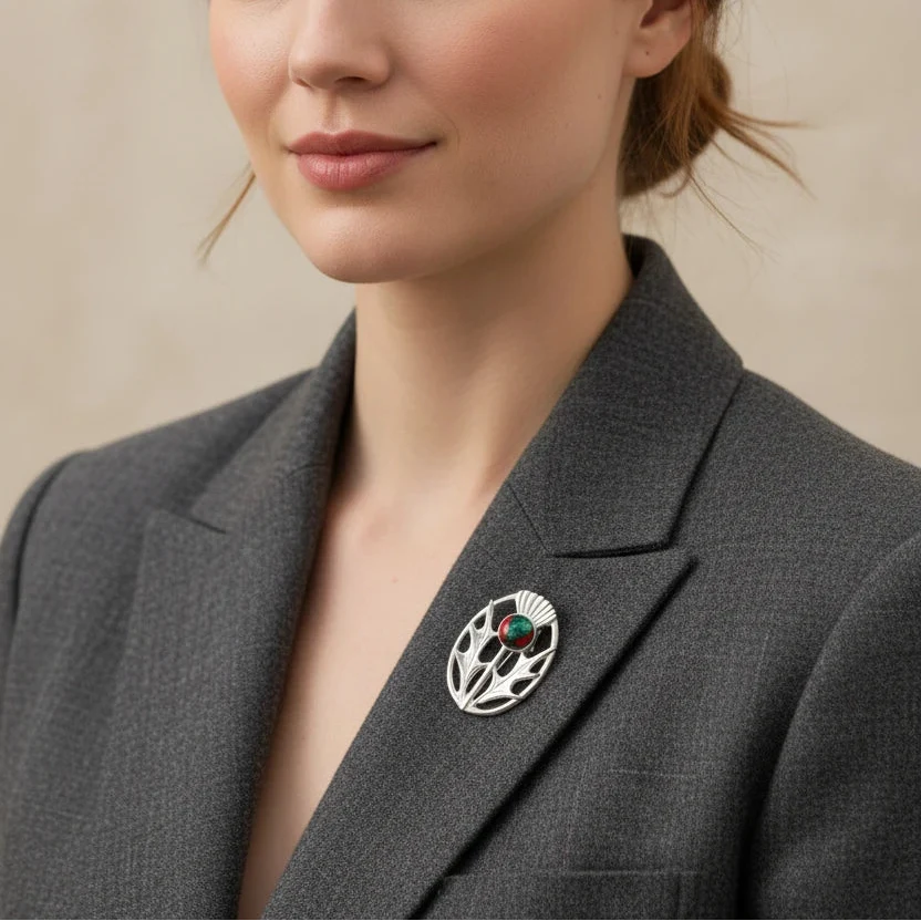 Scottish Heathergems Thistle Brooch - Handmade in Scotland | Brooch | Wiccan Center