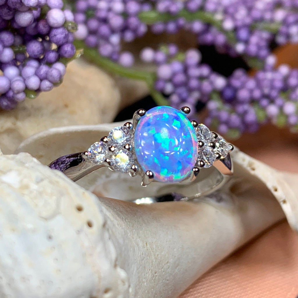 Celtic Skies Opal Celtic Ring in Sterling Silver | Ring | Wiccan Center