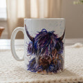 Splatter Purple Highland Cow Mug