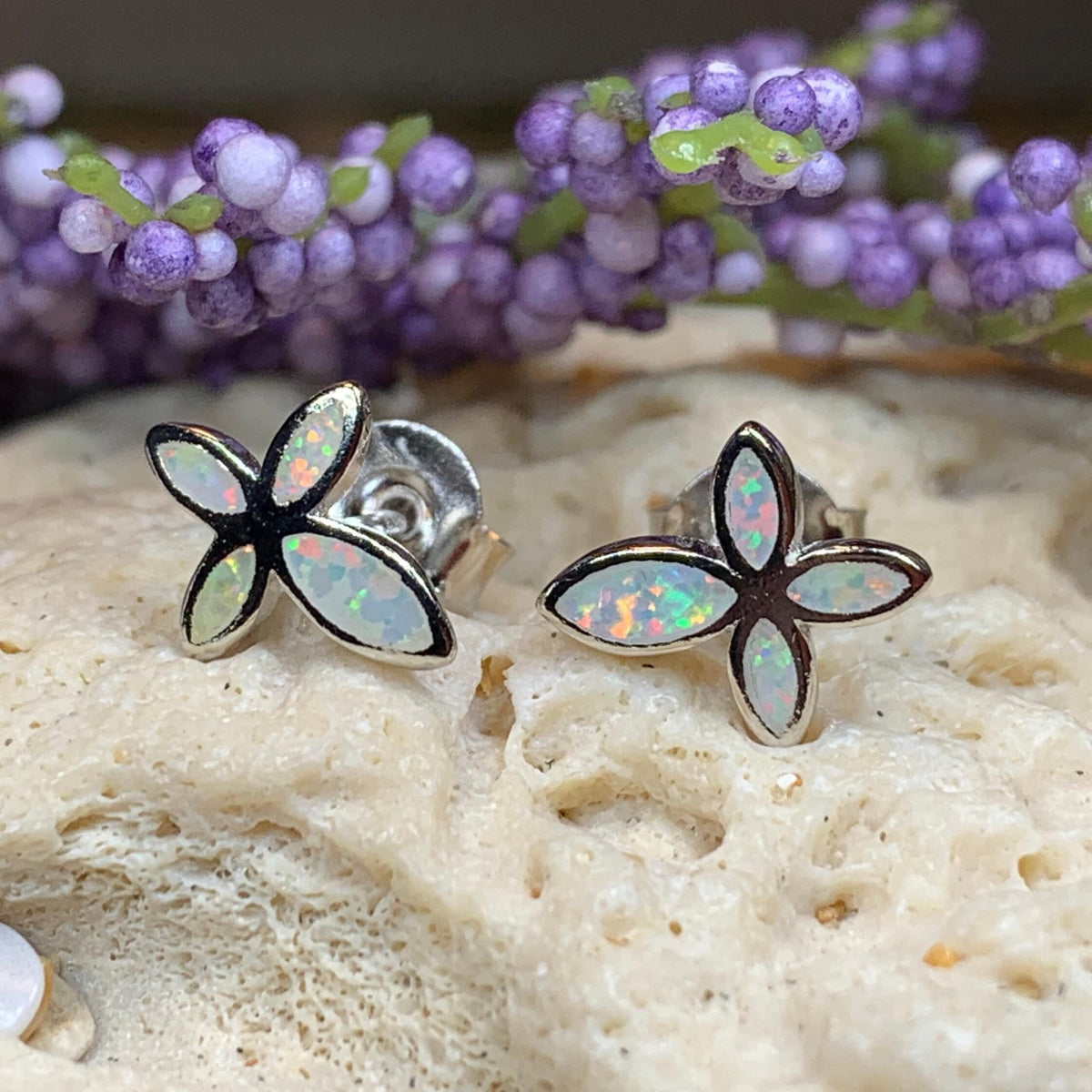 Opal Cross Earrings | Post Earrings | Wiccan Center