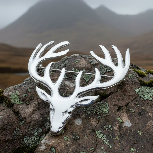 Large Pewter Stag Brooch - Handmade in Scotland | Brooch | Wiccan Center