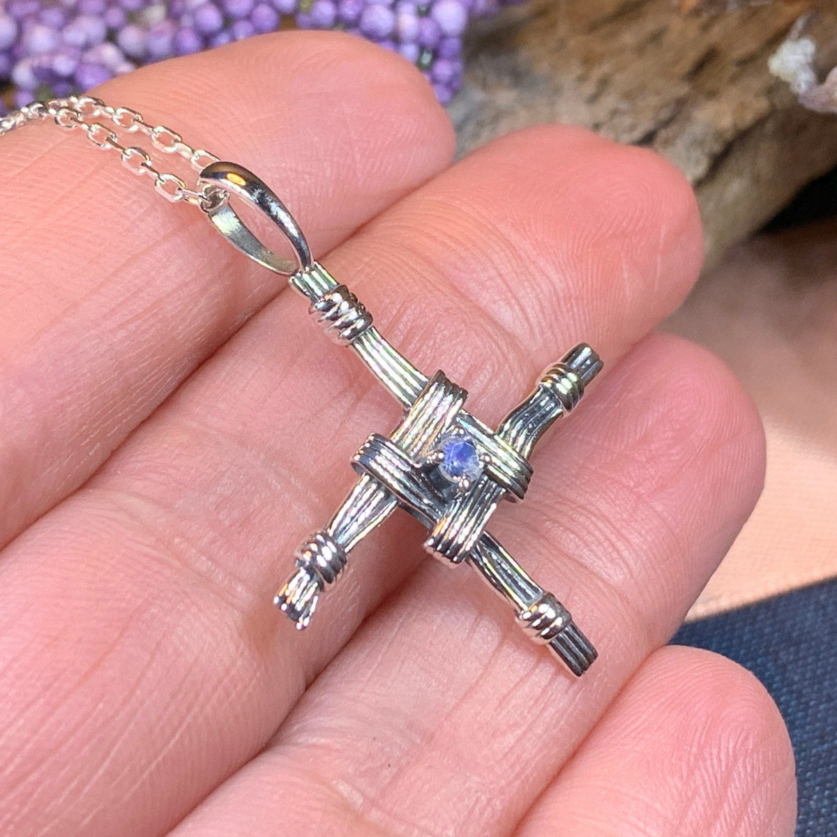 Springtime Irish Saint Brigid's Cross Necklace in Sterling Silver | Pendant | Wiccan Center