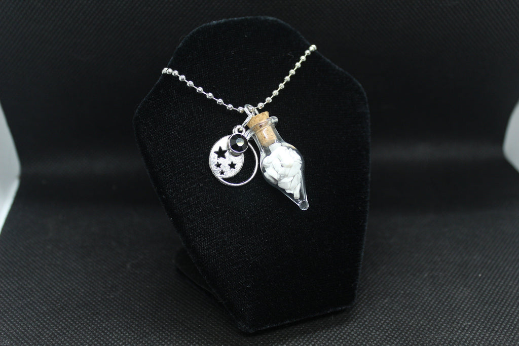 Howlite Glass Teardrop Moon Necklace Crystal Witch Witchy Jewelry Witchcraft Wicca Wiccan Pagan Metaphysical