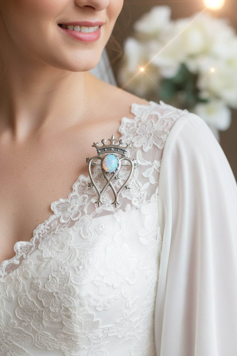 Holyrood Moonstone Luckenbooth Brooch in Sterling Silver | Brooch | Wiccan Center