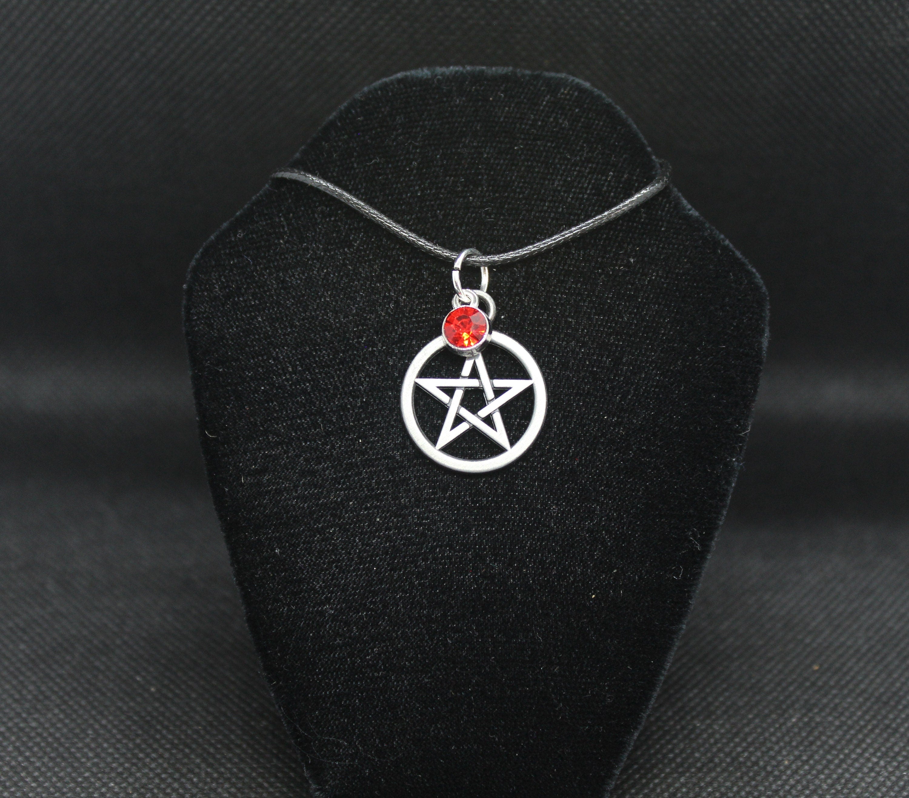 Red Pentacle Pentagram Necklace Crystal Witch Witchy Jewelry Witchcraft Metaphysical