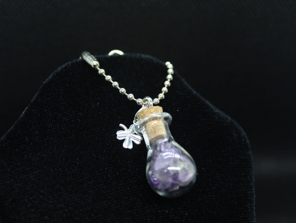 Amethyst Clover Luck Keychain Charm Zipper Pull Crystal Witch Witchy Jewelry Witchcraft Metaphysical