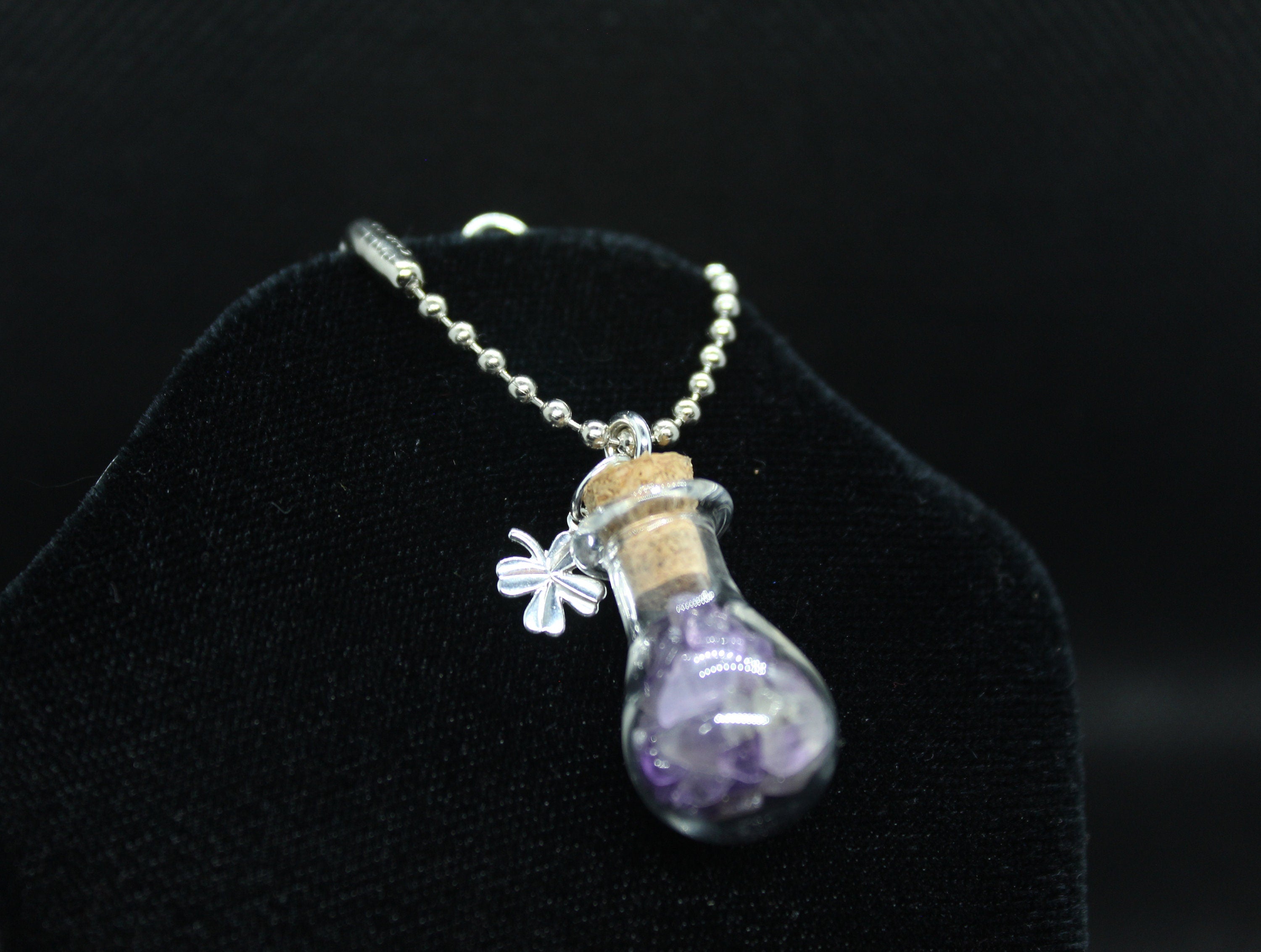 Amethyst Clover Luck Keychain Charm Zipper Pull Crystal Witch Witchy Jewelry Witchcraft Metaphysical