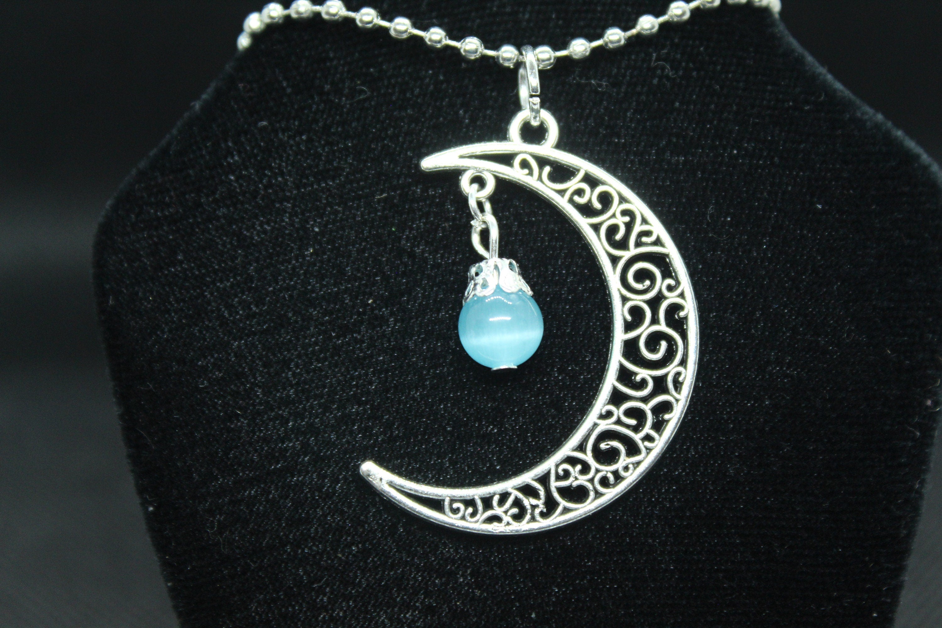 Blue Moon Necklace Crystal Witch Witchy Jewelry Witchcraft Wicca Wiccan Pagan Metaphysical