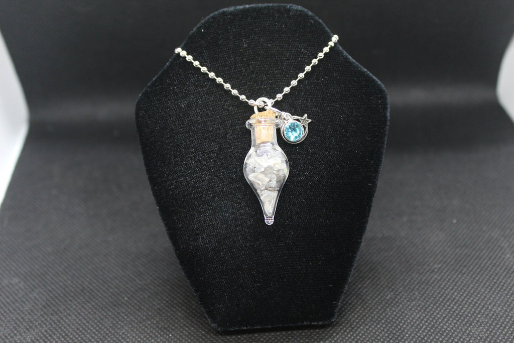 Labradorite Glass Teardrop Moon Necklace Crystal Witch Witchy Jewelry Witchcraft Wicca Wiccan Pagan Metaphysical